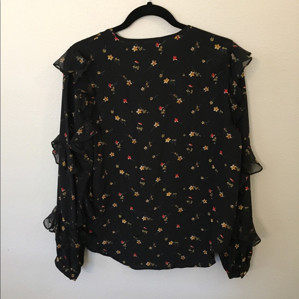Lauren Ralph Lauren Black Floral Ruffle Blouse - Picture 5 of 8